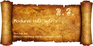 Moduna Hümér névjegykártya